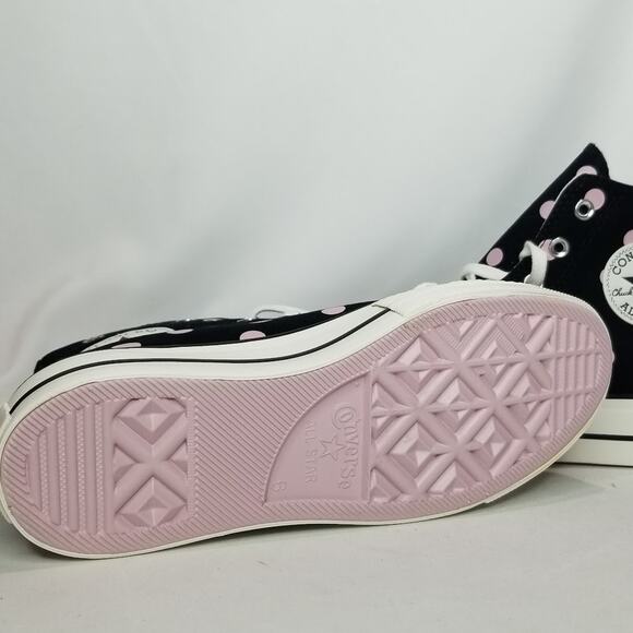 Converse Women CTAS Polka Dot Platform Lift Hi Tops Size 8 Blk Pink A10688C NWT - Picture 9 of 9